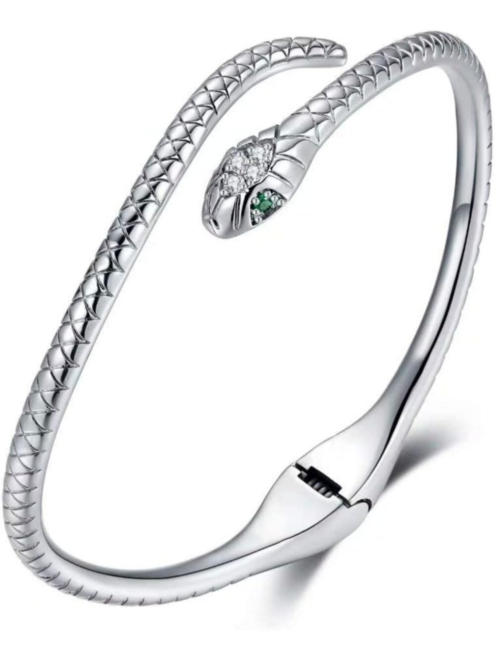 Vintage Sterling Silver Snake Bangle Bracelet - Open Serpent Design for Women